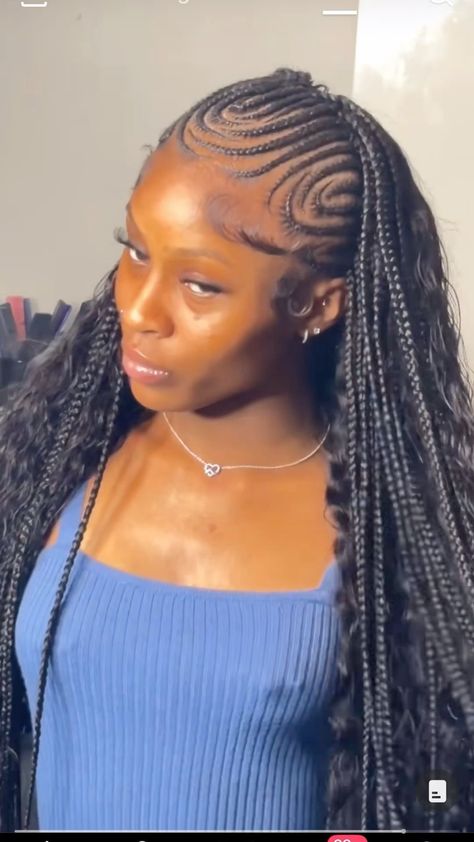 Fulani Braid Hairstyles For Black Women, Fulani Braids With Twist And Curls, Fulani Weave, Fulani Knotless Braids, Fulani Knotless, Fulani Braids With Curls, Knotless Braids With Curls, Cornrows Ideas, Cornrows Natural Hair