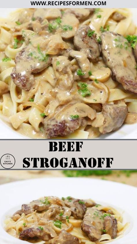 authentic beef stroganoff Beef Stroganoff With Filet Mignon, Steak Stroganoff Recipe, Stroganoff Sauce Recipe, Stroganoff Recipe Easy, British Dinner Recipes, Tenderized Round Steak, Steak Stroganoff, British Dinner, Creamy Beef Stroganoff