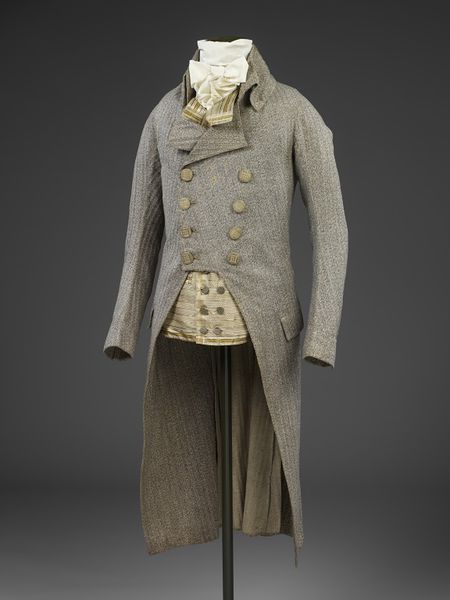 England, Great Britain (made)  Date: 1790 (made)  Artist/Maker: Unknown (production)  Materials and Techniques:  Wool  Museum number:  T.281-1991  Gallery location:  Fashion, room 40, case CA18, shelf FIG1 1790s Fashion, 18th Century Mens Fashion, 1700 Fashion, 18th Century Clothing, Regency Fashion, Historic Fashion, Regency Period, Frock Coat, 19th Century Fashion