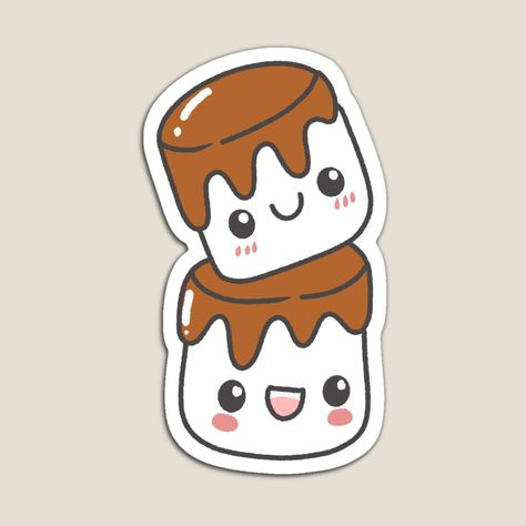 Get my art printed on awesome products. Support me at Redbubble #RBandME: https://www.redbubble.com/i/magnet/Cute-marshmello-by-pengwhan/164718963.TBCTK?asc=u Marshmallow Doodle, Marshmallow Illustration, Cute Marshmallows, Bujo Doodles, Candy House, Food Cartoon, Ipad Drawings, Chocolate Marshmallows, Photoshoot Makeup