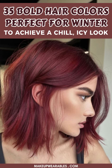 Hair Colors Perfect For Winter Winter All Over Hair Color, Best Red Hair Color For Brown Eyes, Hair Colors After Red, Winter Hair Color Ideas For Pale Skin, Hair Colors For Cool Winter, Darker Red Hair Color, Red Winter Hair Color, Red Hair Colors For Fair Skin, Red Winter Hair