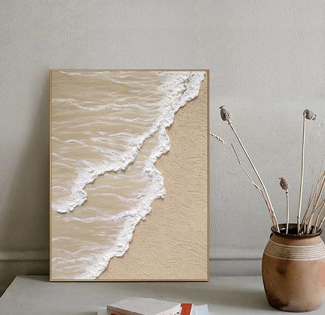 Sky Paintings, Beach Sunset Painting, Painting Ocean, Wave Painting, Textured Canvas Art, Plaster Art, Sky Painting, Art Texture, Wave Art