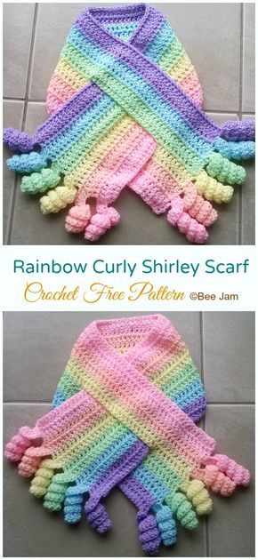 Rainbow Curly Shirley Scarf Crochet Free Pattern - Kids #Scarf; Free #Crochet; Patterns Crochet Poncho Kids, Crochet Kids Scarf, Kat Haken, Childrens Scarf, Simple Scarf Crochet Pattern, Poncho Au Crochet, Crochet Scarf Pattern, Crochet Scarf Pattern Free, Confection Au Crochet