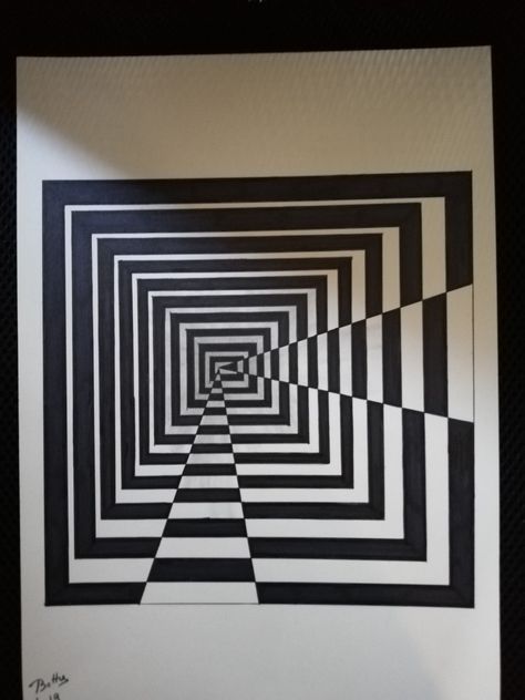 Modern Illusion E2e, Interconnection Art, Pop Art Drawings Ideas Easy, Gemotric Art, Optical Illusions Art Drawing, Illusion Art Drawing Simple, Op Art Ideas, Optical Illusions Drawings Easy, 3d Line Art