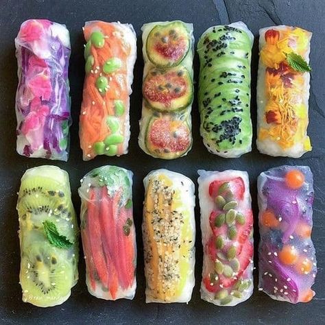 Rice Paper Wraps, Plats Healthy, Spring Roll Recipe, Paper Wrap, Vegan Inspiration, Makanan Diet, Sushi Rolls, Delicious Vegan Recipes, Pavlova