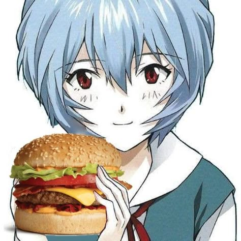 Holding Burger, Rei Ayanami And Asuka, Chill Guy, Go To College, Neon Evangelion, Tv Girl, Vinland Saga, Rei Ayanami, Cute Pfp