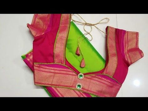 Border Saree Blouse Back Neck Designs Latest, Blouse Design Images Silk Saree, Silk Saree Blouse Designs Patterns Back Neck, Marathi Blouse Designs Latest, Blouse Design Using Saree Border, Paithani Sadi Blause Design, Paithani Border Blouse Designs Latest, Paithani Saree Blouse Work Designs Latest, Back Neck Patch Designs For Blouses