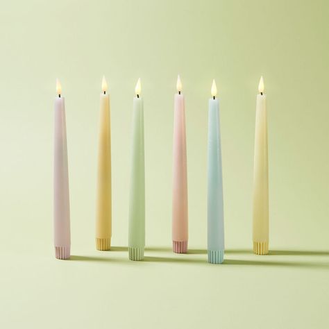 LED Taper Candles | Flameless Candles | Lights.com Pastel Candle, Flameless Taper Candles, Led Taper Candles, Indoor Lanterns, Twilight Garden, Candles Light, Woodland Cottage, Wedding Reception Table Decorations, Window Candles