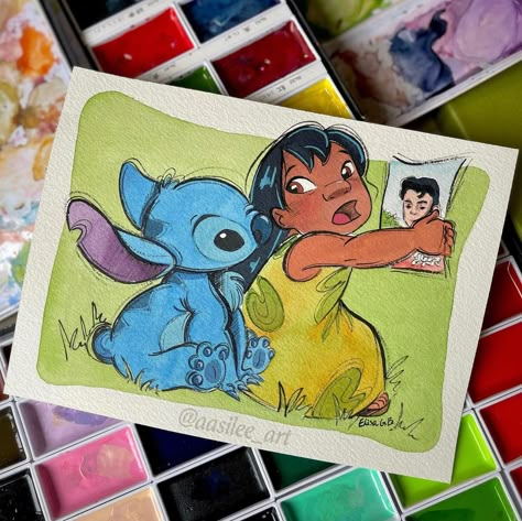 Disney Gouache, Ohuhu Marker Art, Character Art Sketches, Pop Art Disney, Marker Sketches, Disney Pop Art, Stitch Painting, Animals Abstract, Cartoon Art Drawing