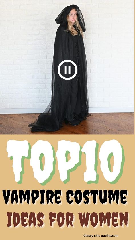 Top 10 Vampire Costume Ideas for Women | Halloween Outfit Inspiration 2023" Homemade Vampire Costume For Women, Women’s Vampire Costume Diy, Simple Vampire Costume Women, Vampiress Costume Diy, Vampire Witch Costume, Women Vampire Costume Ideas, Vampire Costume Women Outfit, Women’s Diy Vampire Costume, Vampire Costume Diy Female Outfit