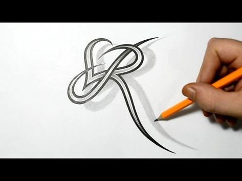 Letter R and Heart Combined - Tattoo Design Ideas for Initials - YouTube Letter R Tattoo, Tattoo Alphabet, Stammestattoo Designs, Matching Sister Tattoos, Sister Tattoo, Muster Tattoos, Omerta Tattoo, Initial Tattoo, Tattoo Lettering Fonts