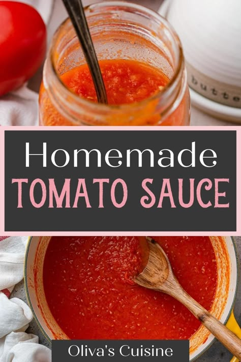 Basic Tomato Sauce Recipe, Basic Tomato Sauce, Fresh Tomato Sauce Recipe, How To Make Tomato Sauce, Easy Tomato Sauce, Fresh Tomato Sauce, Tomato Sauce Recipe, Recipes Italian, Homemade Tomato Sauce