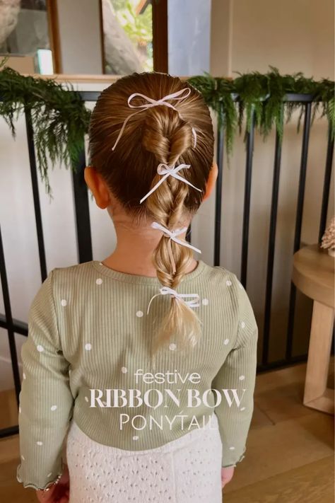 Kid Holiday Hairstyles, Kids Thanksgiving Hairstyles, Kids Fall Hairstyles, Girls Bow Hairstyles, Girl Hairstyles With Bow, Children’s Hairstyles, School Hairstyles Kids, Kids Ponytail Hairstyles, Toddler Girl Hair