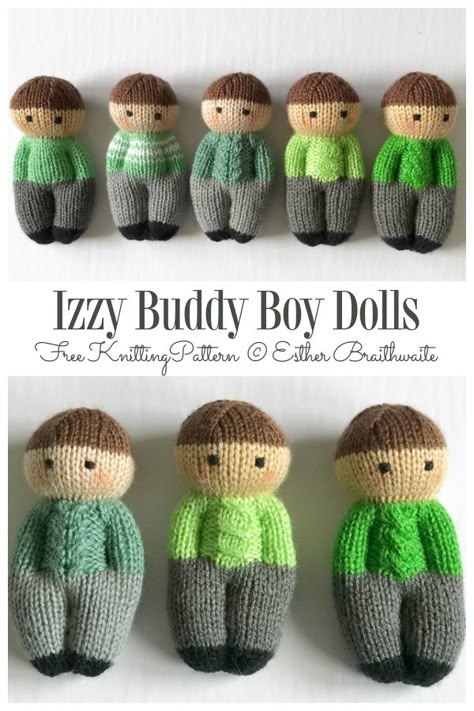 Izzy Buddy Boy Dolls Free Knitting Pattern - Knitting Pattern Dude Dolls Pattern, Dude Dolls Knitting Pattern, Knitted Pocket Dolls Pattern Free, Pocket Buddies Free Patterns, Knit Comfort Dolls, Pocket Dolls Pattern Free, Comfort Dolls Pattern Free Knitting, Knitted Toys Patterns, Toys Aesthetic