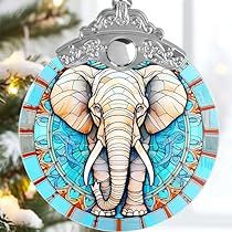 Xmas Gifts Ideas, Elephant Christmas, Ornaments For Christmas Tree, Christmas Elephant, Elephant Ornament, Ornaments For Christmas, Stained Glass Ornaments, Keepsake Gifts, Elephant Lover