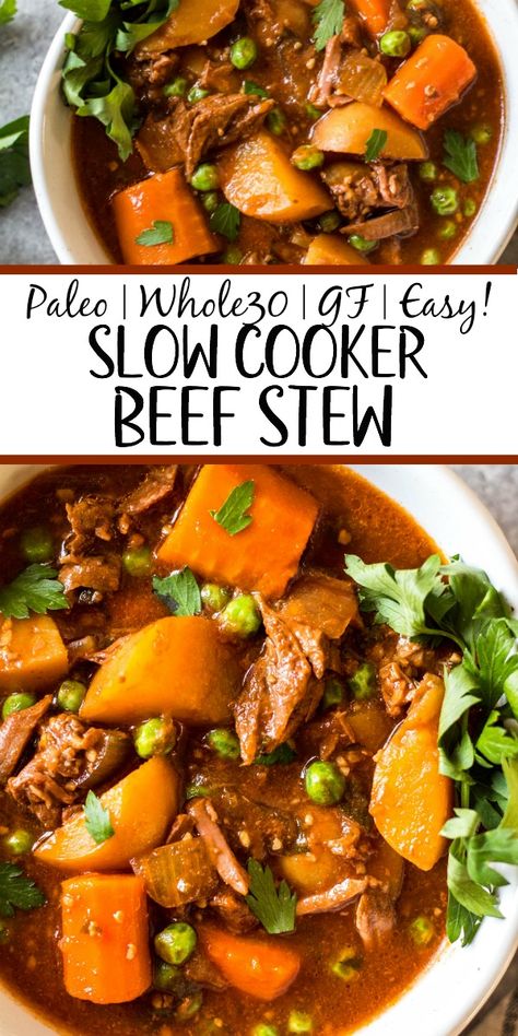 Paleo Stew Beef Recipes, Whole 30 Recipes Dinner Crockpot, Whole 30 Soup Slow Cooker, Paleo Recipes For Families, Healthy Beef Stew Crockpot Clean Eating, Slow Cooker Beef Recipes Healthy, Paleo Slow Cooker Soup, Dairy Free Stew Recipes, Gut Healthy Slow Cooker Recipes