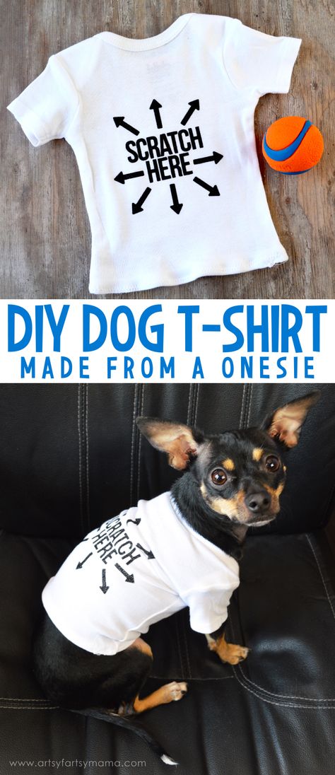 How to make a DIY Dog T-Shirt from a onesie at artsyfartsymama.com Dog Shirt Diy, Diy Dog Clothes, Doggie Clothes, Shirt Makeover, Dogs Diy Projects, Dog Outfits, Dog Clothes Diy, Dog Diy, Dog Clothes Patterns