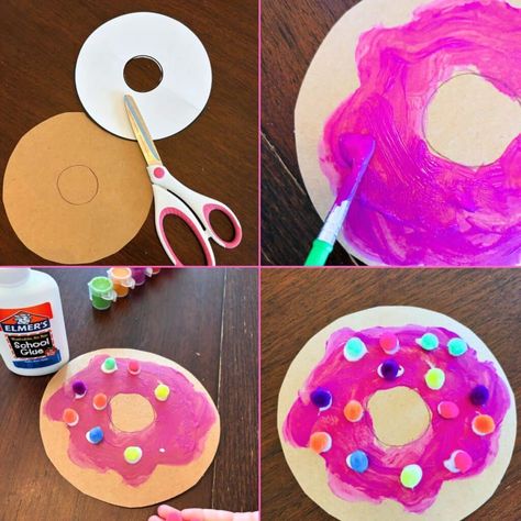 Easy Donut Crafts (With Free Printable Donut Template) Jelly Donut Difference Craft, Donuts With Dudes Craft, Paper Donut Craft, Donut Crafts Preschool, Donut Crafts For Toddlers, Donut Art Project For Kids, Donut Art Project, Donut Craft Preschool, Donut Crafts For Kids