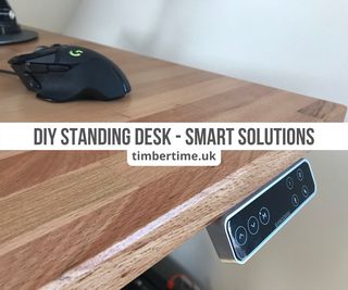 How to Build a DIY Standing Desk - With Smart Solutions! : 12 Steps - Instructables Diy Standup Desk, Diy Standing Desk Plans, Standing Desk Hack, Affordable Desk, Diy Standing Desk, Electric Sit Stand Desk, Desk Hacks, Cable Grommet, Wood Drill Bits