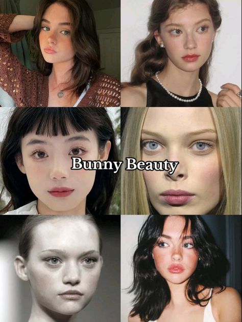 Rabbit Beauty Makeup, Makeup For Rabbit Face Type, Makeup Animal Type, Rabbit Pretty Makeup, Bunny Face Shape Makeup, Rabbit Makeup Aesthetic, Animal Types Of Pretty, Bunny Pretty Face Makeup, Makeup For Cat Face Type