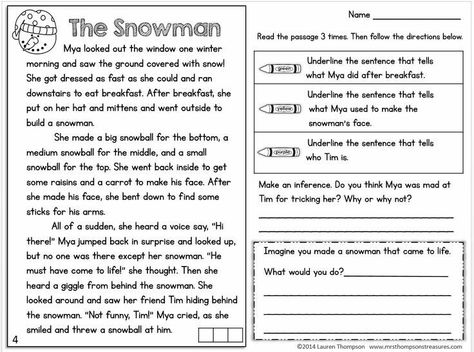 Read & comp. Reading Passages 2nd Grade, Reading Comprehension For Grade 2, Comprehension For Grade 2, Unseen Passage, Main Idea And Supporting Details, Winter Reading, Supporting Details, School Material, Third Grade Reading