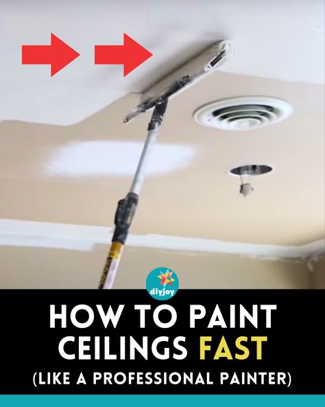 Thinking of painting your ceiling? Here are 5 awesome painting tips from a professional painter that can help you paint your ceilings fast. Paint Vaulted Ceiling Living Room, How To Paint A Ceiling Tips, Ceiling Paint Design Ideas, How To Paint Your Ceiling, Easiest Way To Paint A Ceiling, Tips For Painting Ceilings, Ceiling Painting Tips, Best Way To Paint Ceiling, Color Painted Ceiling