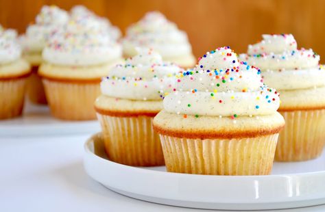 vanilla bean cupcakes topped with buttercream frosting Cupcakes With Buttercream Frosting, Frost Cupcakes, Cupcakes With Buttercream, Buttercream Frosting For Cupcakes, Vanilla Bean Cupcakes, Just A Taste, Homemade Cupcakes, Cupcake Recipes Chocolate, Chocolate Buttercream Frosting