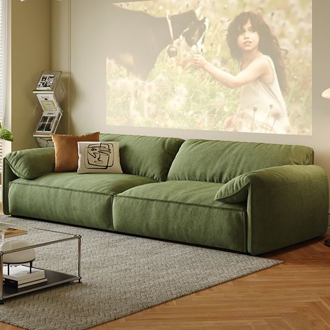 You'll love the Jenni Dwelstone TM739964533404JD&Color Pillow Top Arm Modular Sofa at Wayfair - Great Deals on all products with Free Shipping on most stuff, even the big stuff. Low Back Couch Living Rooms, One Arm Couch, Mcm Living Room Green Couch, Comfy Green Sofa, Cool Apartment Furniture, Dream Couch Living Room, Green Sectional Sofa Living Room, Colorful Sectional Sofa, Mid Century Modern Sofas