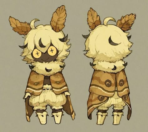 Cool Characters Design, Moth Boy Oc, Chibi Game Character, Moth Anime, Moth Oc Art, Cute Creature Concept Art, D&d Character Design, Moth Character Design, Character Design Monster