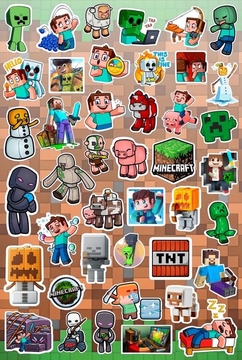 Minecraft Stickers Printable Free, Minecraft Stickers Printable, Minecraft Tattoo, Disney Stickers Printables, Minecraft Stickers, Minecraft Printables, Minecraft Drawings, Naruto Sketch Drawing, Homemade Stickers