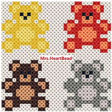 Pixel/bead pattern. Teddy bears, counting teddys outside on houses, while taking a walk. Envented in 2020 in the corona pandemic. Teddy Bear Perler Beads, Teddy Bear Perler Bead Pattern, Bear Perler Beads, Cool Perler Beads, Kids Craft Gifts, Melt Beads Patterns, Easy Perler Beads, Bead Templates, Pixel Beads