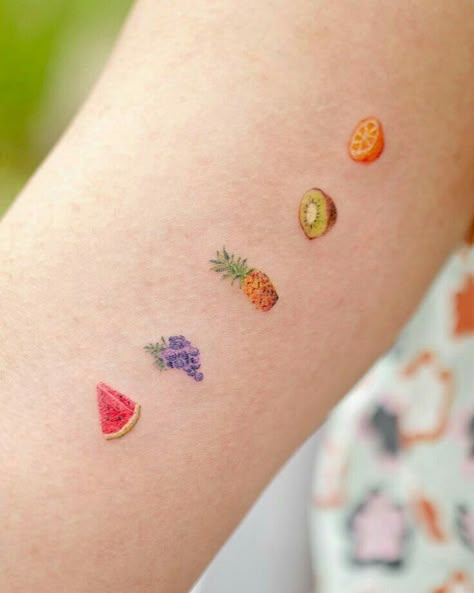 Fruit Tattoos, Watermelon Tattoo, See Tattoo, Fruit Tattoo, Small Girly Tattoos, Small Girl Tattoos, Sleeve Tattoo Ideas, Tattoos Geometric, Cute Tiny Tattoos