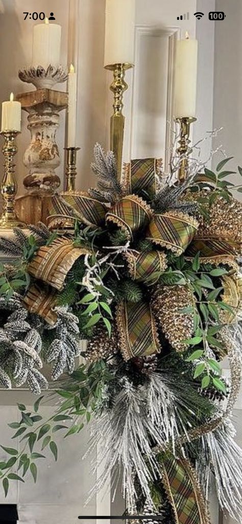 Winter Coffee Table Decor, December Decorations, Green Christmas Tree Decorations, Christmas Chandelier, Christmas Flower Decorations, Christmas Topiary, Mantle Ideas, Christmas Fireplace Decor, Christmas Mantel