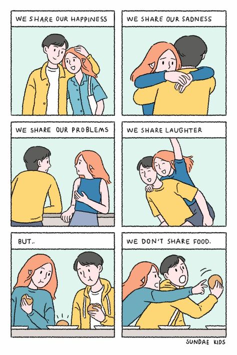 SUNDAE KIDS : ILLUSTRATOR Couples Drawing, Sundae Kids, Comics Ideas, Comic Ideas, Relationship Comics, Cute Couple Comics, Couples Comics, Comics Love, Cute Couple Drawings