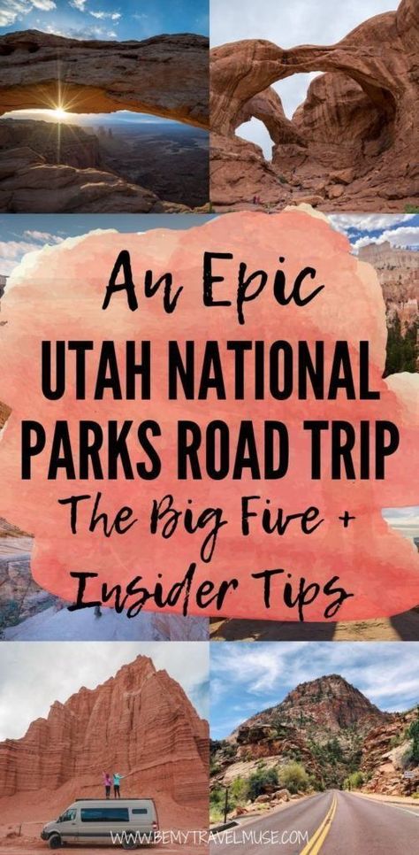 Planning an epic Utah Big Five road trip? Here's a 2020 guide to the best Utah national parks road trip, with the latest updates and insider tips on each national parks (Arches, Bryce Canyon, Canyonlands, Capitol Reef and Zion). #Utah The Big Five Utah, Trip To Utah National Parks, 7 Day National Park Road Trip, Utah National Parks Road Trip Itinerary, Utah National Parks Road Trip 4 Days, Utah National Parks Rv Road Trip, Utah Roadtrip, Zion Utah, Rv Travel Destinations