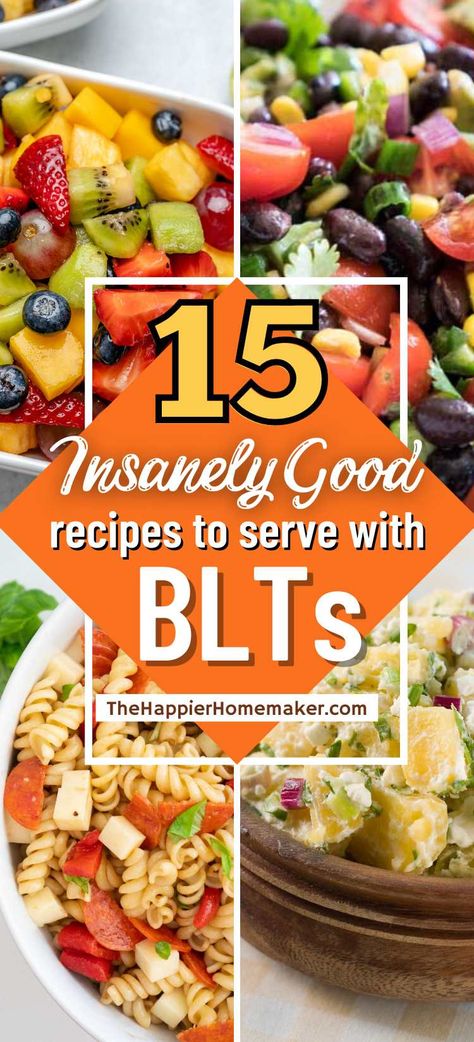 Making BLTs for lunch? Pair this classic sandwich with one of these 15 delicious side dishes to complete your meal! What Goes Good With Blt Sandwich, Blt Sandwich Side Dish Ideas, Good Sides For Blts, Sides To Go With Blt Sandwiches, Blt Sides Ideas, What To Serve With Blt Sandwich, Blt Dinner Ideas, Sides For Sandwiches Ideas, Sides For A Sandwich