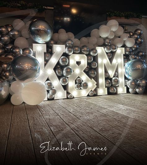 M And K Letters Together, Luxury Event Decor, Party Rental Ideas, Wooden Lights, Rose Gold Wedding Decor, Evening Vibes, Corporate Events Decoration, Rental Ideas, Statement Decor