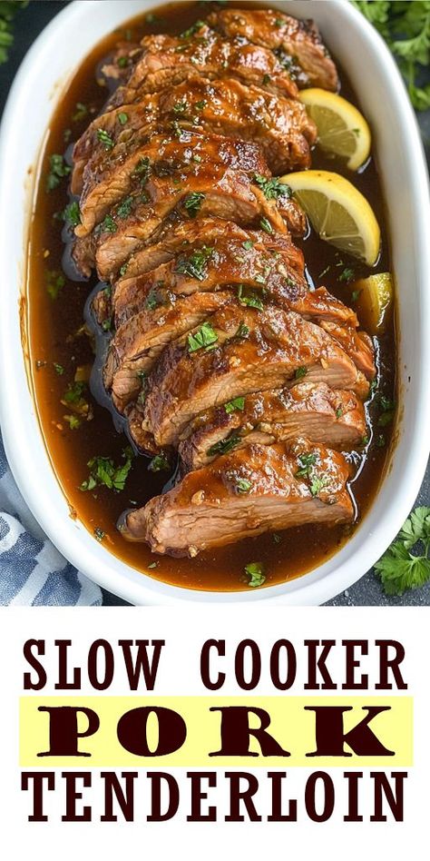 Looking for a simple yet flavorful dinner option? This Slow Cooker Pork Tenderloin is the perfect choice! With its tender texture and mouthwatering seasoning, this dish is great for busy weeknights or family gatherings. 🍽️ Ready to enjoy a flavorful, tender pork dinner? Gather your ingredients and start cooking this Slow Cooker Pork Tenderloin tonight! Your taste buds will thank you! #SlowCookerPorkTenderloin #PorkRecipes #EasyDinner #ComfortFood #SlowCooking #WeeknightMeals#CrockpotRecipes Crockpot Meals With Pork Tenderloin, Best Pork Loin Roast Recipe Crock Pot, Tenderloin In Crockpot Recipes, Crock Pot Pork Loin Roast Recipes, Pork Tenderloin Recipes In Crockpot Teriyaki, Pork Tenderloin Recipes In Slow Cooker, Pork Loin Recipes Crockpot Healthy, Crock Pork Tenderloin Recipes, Best Slow Cooker Pork Tenderloin