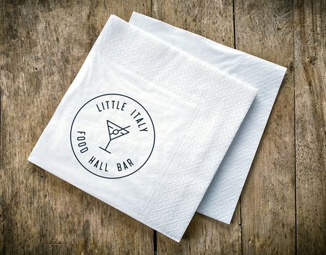 Restaurant Napkin Design, Branded Napkins, Grill Branding, Malibu Cafe, Restaurant Napkins, Alcohol Packaging Design, Houston Trip, Napkin Designs, Juice Shop