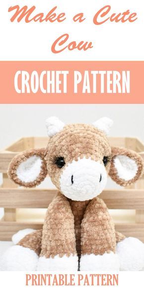 Toys Quotes, Cow Crochet Pattern, Crocheted Cow Pattern, Crochet Stuffies, Cow Crochet, Easy Crochet Animals, Confection Au Crochet, Crochet Plushies, Crochet Cow