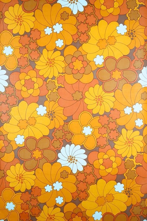 Wallpaper Retro, 70s Aesthetic, Retro Background, Motif Vintage, Retro Fabric, Floral Retro, Wallpaper Vintage, Yellow Aesthetic, Retro Wallpaper