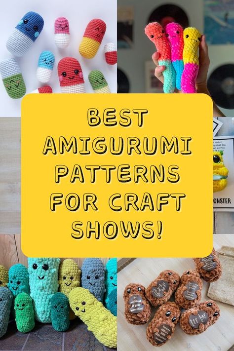 Best Crochet Amigurumi projects to Sell at Craft Shows! Amigurumi For Sale, Quick Crochet Projects For Craft Fair, What To Crochet For Craft Fairs, Crocheted Plushies Pattern, What To Crochet And Sell, Popular Crochet Amigurumi, Crochet Things That Sell Well At Markets, Simple Crochet Items To Sell, Small Crochet Crafts To Sell