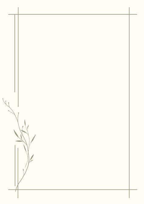 Green and Cream Elegant Floral Border A4 Stationery Paper Document A4 Sheets Border Designs, A4 Paper Design Borders, Elegant Borders And Frames, Design For A4 Sheet Border, Booklet Page Design, Poster Border Design Ideas, A 4 Sheet Border Design, A4 Border Design Aesthetic, Plain Border Design