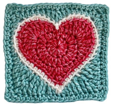 Granny Square Pattern Free, Make A Blanket, Squares Crochet, Crochet Couture, Frocks Design, Granny Square Crochet Patterns Free, Crochet Heart Pattern, Heart Square, 4mm Crochet Hook