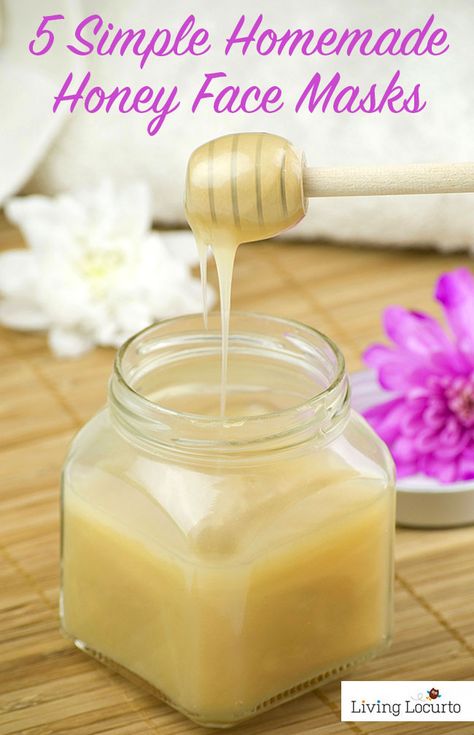 5 Simple DIY Honey Face Masks. Look younger and get rid of blemishes with these easy homemade skin care recipes at LivingLocurto.com Diy Honey Face Mask, Honey And Coconut Oil, Acne Peel, Honey Face Cleanser, Coconut Oil Face, Coconut Oil Face Mask, Diy Honey, Honey Face Mask, Honey Diy