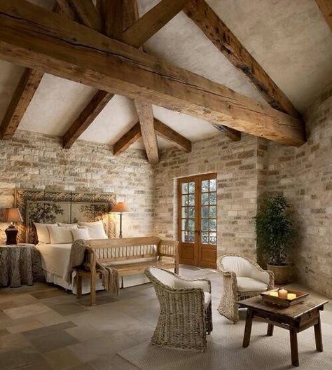 . Rustic Italian Decor, Rustic Italian Home, Design Ložnic, Castle Bedroom, Bedroom Dark, Post And Beam Home, Timber Ceiling, Reclaimed Lumber, Italian Decor