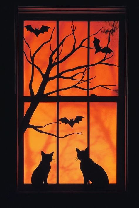 "Elevate your Halloween setup with DIY Halloween Window Silhouettes! 🕸️🖼️ A great way to add a creepy and eye-catching element to your home. 🌿✨ #HalloweenDIY #WindowDecor #SpookySilhouettes" Diy Halloween Window Silhouettes, Diy Halloween Window, Halloween Window Display, Halloween Window Silhouettes, October Decorations, Halloween Symbols, Creepy Decor, Silhouette Diy, Things That Go