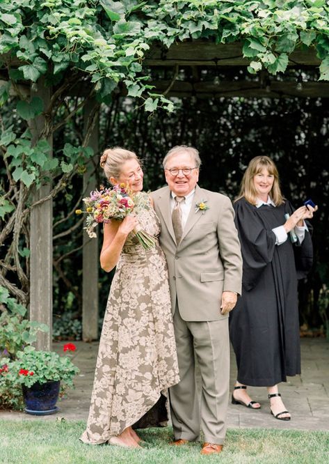 A Romantic Nantucket Elopement - PureWow Nantucket Elopement, Older Couple Wedding, Second Chance At Love, Older Couple, Traditional Engagement, Never Getting Married, Laid Back Wedding, Simple Lace, Mother Dresses