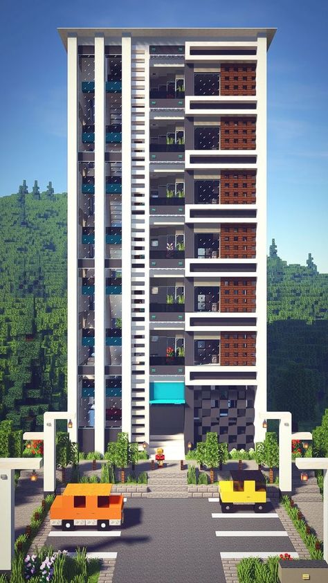 Minecraft Skyscraper, Maine Craft, Villa Minecraft, Minecraft Modern City, Modern Minecraft Houses, Case Minecraft, Minecraft Decoration, Minecraft City Buildings, Rumah Minecraft Sederhana