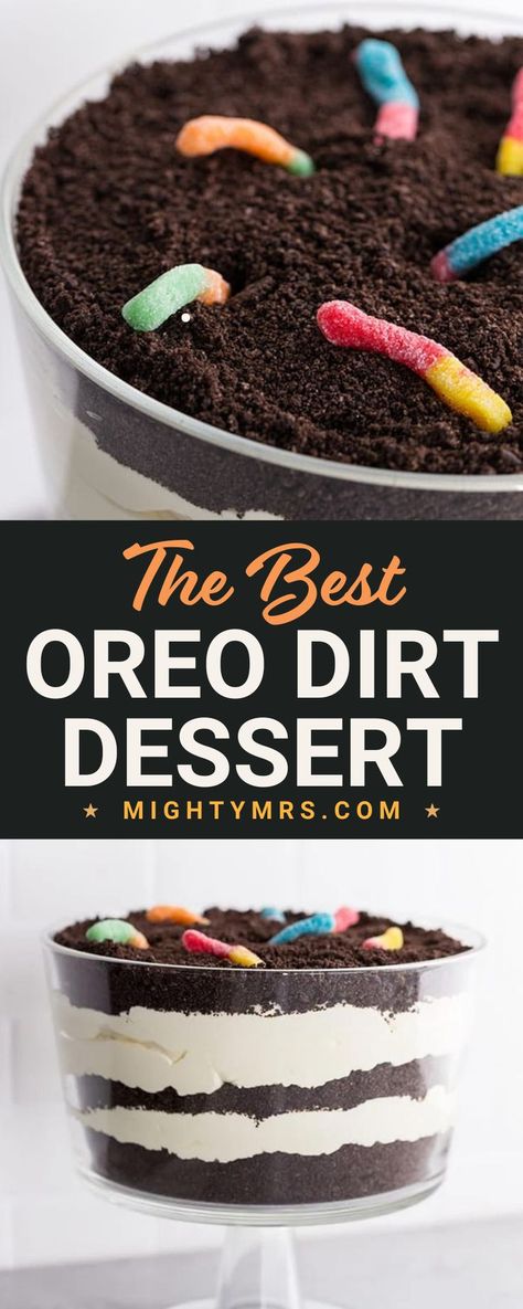 Best Dirt And Worms Dessert, Dirt Pudding No Cream Cheese, Homemade Dirt Pudding, Oreo Gummy Worms Dirt Dessert, Oreo Dirt Cake Trifle, Dirt Cup Trifle, Double Chocolate Oreo Halloween Dirt Cake, Simple Dirt Cake Recipe, Chocolate Dirt Cake With Gummy Worms